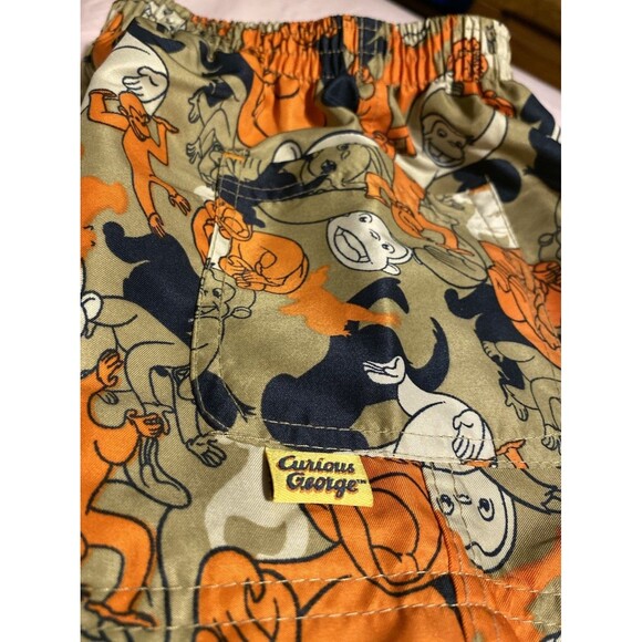 Vintage Curious George AOP Kids Swim Shorts Trunks Tan/Khaki/Orange/Black 12M - Picture 7 of 13